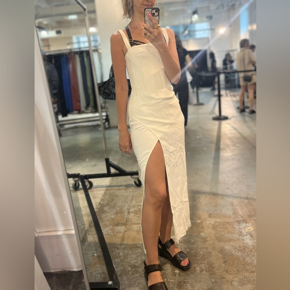 Dion Lee white split hem corset maxi dress